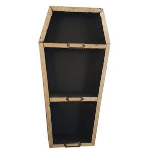 Decorative Black Cedar Coffin Shelf with Gold Trim and Nameplates